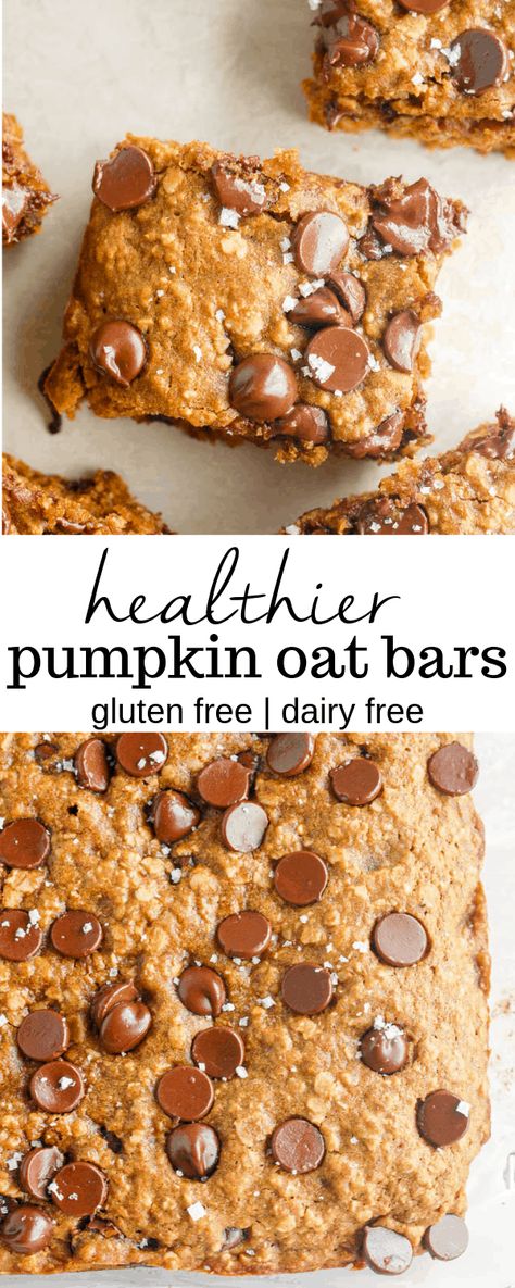 These healthy pumpkin oat bars are the perfect recipe to make for a simple breakfast or easy snack! Made with whole wheat flour and chocolate chips or raisins for extra sweetness. #pumpkinbar #oatbars #pumpkinrecipes #wholewheat #pumpkin Pumpkin Oat Bars, Pumpkin Healthy, Erin Lives Whole, Flax Eggs, Healthy Calories, Pumpkin Oats, Pumpkin Breakfast, Desserts Keto, Simple Breakfast