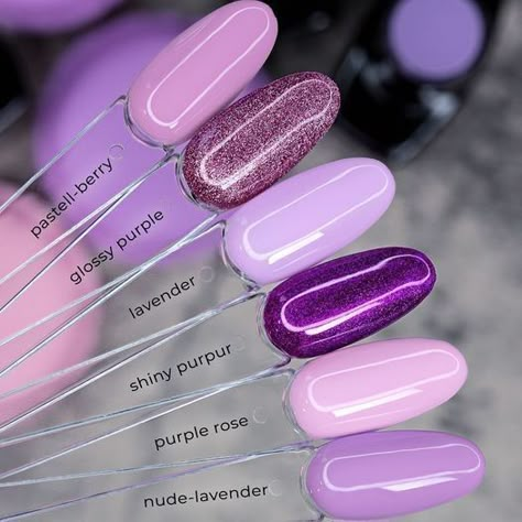 ღ .* Nails Color Palette, Shades Of Purple Nails, Nail Paint Colour, Painted Acrylic Nails, Glitter Nail Paint, Drippy Nails, Purple Nail Ideas, Shellac Nail Colors, Nails Colour