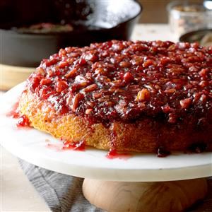 Recipe from Taste of Home Upside Down Desserts, Upside Down Cakes, Thanksgiving Cooking, Pecan Cake, Dessert Cakes, Pineapple Upside, Pineapple Upside Down Cake, Cranberry Recipes, Pineapple Upside Down