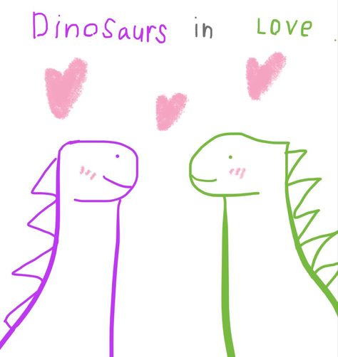 Dinosaurs In Love Drawing, Things To Draw For Your Girlfriend, Cute Things To Draw For Your Girlfriend, Girlfriend Drawings, Dinosaurs In Love, Bow Drawing, Couple Boyfriend, Romantic Drawing, Easy Doodle