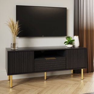 Art Deco Tv Stand, Art Deco Inspired Living Room, 50 Inch Tv, Black Tv Unit, Wooden Sideboard Cabinet, Living Tv, Tv Stand Cabinet, Wooden Tv Stands, Bold Color Schemes