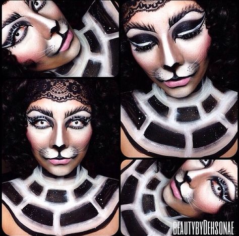 Cat Sfx Makeup, Evil Cat Makeup, Jaguar Makeup Halloween, Animal Print Halloween Makeup, Cats Broadway Makeup, Cat Makeup Halloween, Sugarpill Cosmetics, Lower Lip, Egyptian Cat