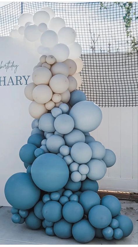 Boy Balloon Garland, Boy Baby Shower Backdrop, Blue Balloon Arch, Baby Shower Cakes Neutral, Christening Balloons, Baby Boy Balloons, Deco Ballon, Baby Birthday Decorations, Its A Boy Balloons