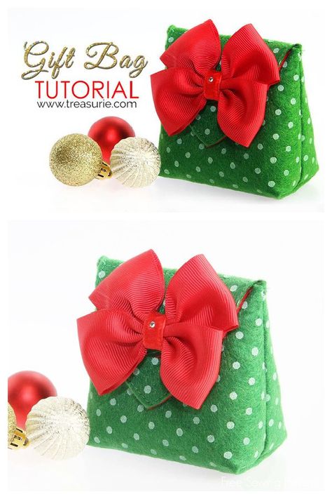 DIY Fabric Christmas Gift Bag Free Sewing Patterns | Fabric Art DIY Christmas Gift Bags To Sew, Fabric Christmas Bags, Make A Gift Bag, How To Make A Gift Bag, Gift Bags Diy, Sewing Pattern Shop, Bags Diy, Fabric Sewing Patterns, Handmade Packaging