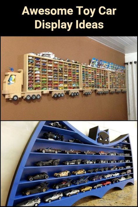 Do you have kids who love Hot Wheels and Matchbox cars? Or perhaps there's a kid-at-heart in the household who collects these toy cars? Then these awesome toy storage ideas are for you! These storage ideas also serve as display units that'll look amazing when filled with toy cars! Matchbox Car Storage Ideas, How To Display Matchbox Cars, Matchbox Cars Display Diy, Cars Storage For Kids, Matchbox Car Display, Toy Car Display Ideas, Hot Wheels Wall Storage, Hotwheel Display, Car Display Ideas