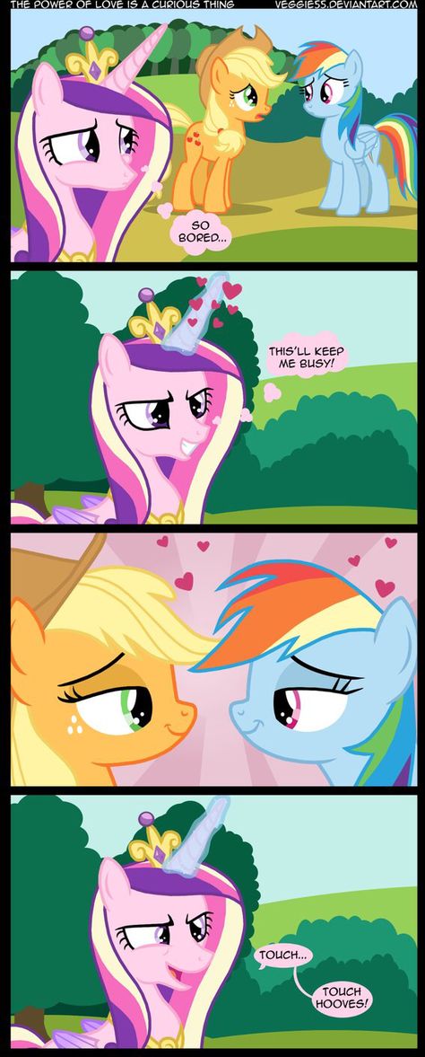 Now... KISS. NO, MAKE OUT!! No- GET MARRIED!!!!!!!!! AND HAVE LITTLE BABIE- okay I'm taking this way too far. My Little Pony Applejack, Mlp Comics, My Little Pony Wallpaper, My Lil Pony, Mlp Fan Art, My Little Pony Comic, Power Of Love, Mlp Equestria Girls, My Little Pony Characters