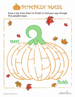 This engaging pumpkin maze will help your child develop their fine motor and problem solving skills as they figure out how to get all the way to the end! #educationdotcom Games Thanksgiving, Halloween Maze, Thanksgiving Worksheets, Maze Worksheet, Halloween Worksheets, Thanksgiving Activities For Kids, Halloween Preschool, Adornos Halloween, Printables Free Kids