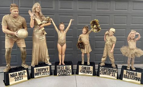 Halloween costumes
Family costume 
Original family Halloween costume Family Football Costumes, Ballerina Family Costume, Costumes That Win Contests, Sports Trophy Costume, Trophy Halloween Costume Diy, Hunger Games Family Costume, Disco Family Costume, Trophy Costume Halloween, Party Awards Ideas