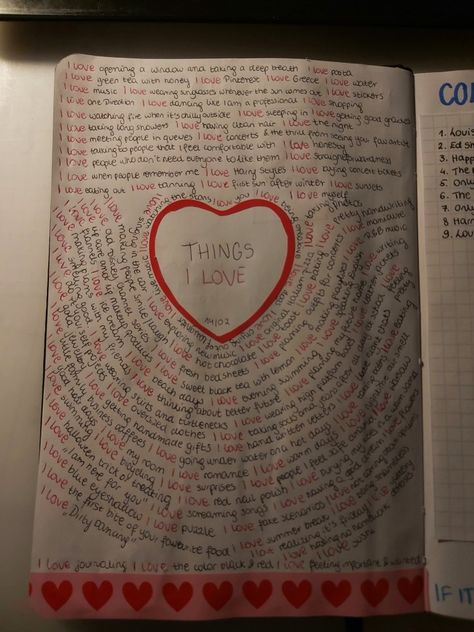 Things I love journaling Things I Adore Journal, Things I Love Page, Things I Love Journal, Love Journal, Dot Journals, Reasons To Live, Journal Diary, Lost Love, Things I Love