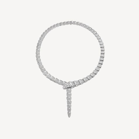 Serpenti Viper Necklace, Necklace White Gold, Bvlgari Serpenti, Country Rings, Necklace White, Watch Necklace, Pave Diamonds, White Gold Diamonds, Timeless Pieces