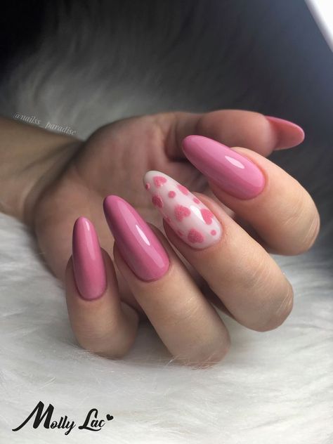 Spring Nails 2023, Vday Nails, February Nails, Nail Designs Valentines, Almond Acrylic Nails, Almond Nail, Nails 2023, Nails Almond, Pink Nail