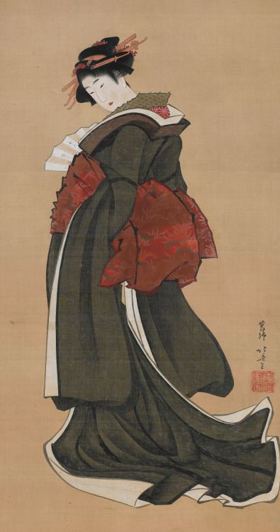 Woman Holding a Fan.  Painting. Early 1800’s,  Japan, by artist Katsushika Hokusai.  Gift of Charles Lang Freer . Freer Gallery of Art and Arthur M. Sackler Gallery Fan Painting, Art Chinois, Geisha Art, Japanese Drawings, Western Paintings, Japanese Art Prints, Japanese Artwork, Traditional Japanese Art, Katsushika Hokusai