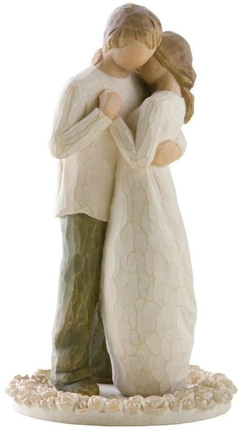 Willow Tree by Demdaco Promise Cake Topper Willow Tree Cake Topper, Tree Wedding Ceremony, Willow Tree Wedding, Wedding Cake Tree, Hand Painted Cakes, Willow Tree Figurines, Sculptures Céramiques, Wedding Cake Table, Painted Cakes