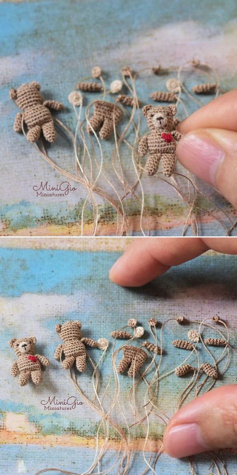 Mini Argumini, Micro Amigurumi Free Pattern Crochet Animals, Micro Crochet Keychain, Crochet Mini Figures, Micro Crochet Granny Squares, Crochet Miniatures Pattern Free, Free Micro Crochet Patterns, Miniature Crochet Patterns Free, Miniature Crochet Patterns