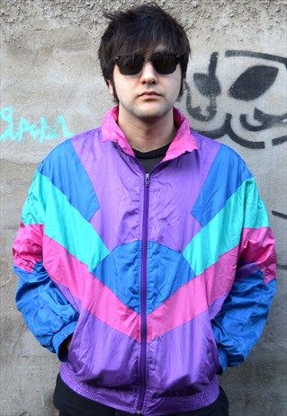 80's Shellsuit Windbreaker Sports Jacket 80s Windbreaker Outfit Men, 80s Windbreaker Outfit, Mens 90s Outfits, Pick Clothes, Windbreaker Outfit, 80s Windbreaker, Oc Outfits, Colorful Jacket, Mens 90s