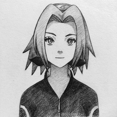 Sakura Haruno Drawing Pencil, Sakura Sketch Drawing, Sakura Pencil Drawing, Sakura Drawing Easy, Sakura Drawing Naruto, Sakura Haruno Sketch, Sakura Haruno Drawing, Sakura Sketch, Sakura Drawing