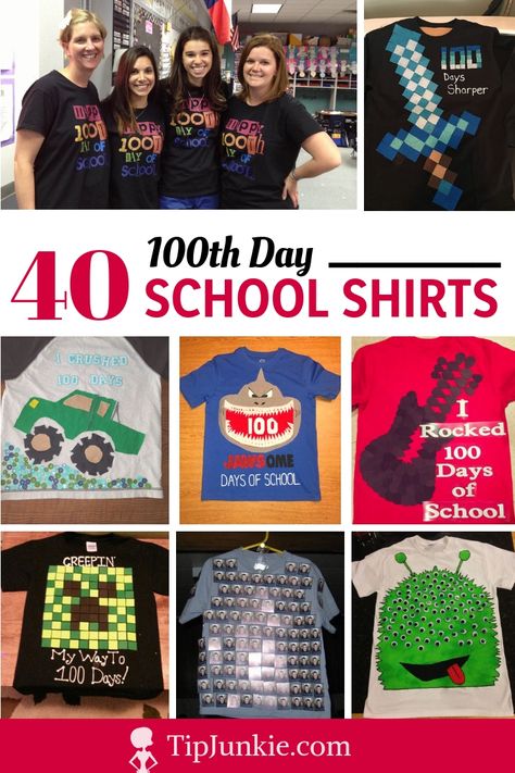 100th Day Tshirt Ideas, 100th Day Of School Projects, School Shirt Ideas, Diy Shirt Design, Diy Kids Shirts, 100 Day Shirt Ideas, 100th Day Of School Activities, 100days Of School Shirt, 100 Días De Clases