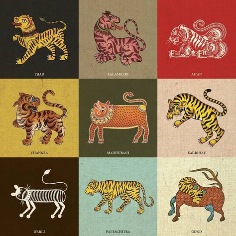 Warli Art Tattoo, Indian Tiger, Indian Animals, Gond Painting, Indian Illustration, Tiger Illustration, Indian Tattoo, Sketch Notes, Indian Folk Art