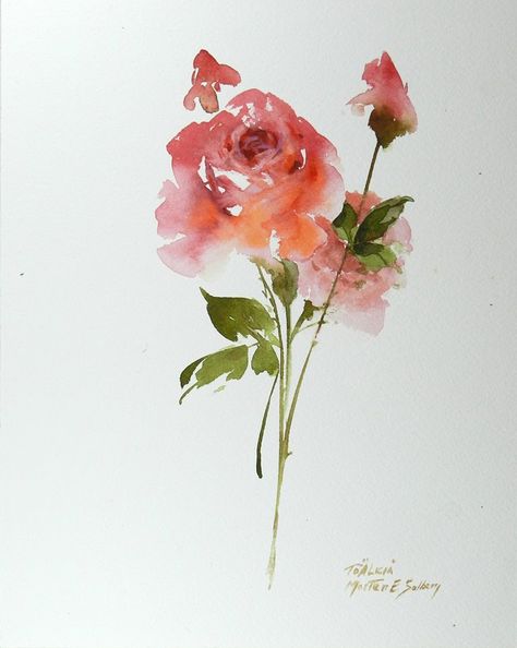 'A Rose For Alicia,' watercolor by Morten E. Solberg Sr. Loose Watercolor Roses, Rose Watercolour, Fantasy Elements, Roses Art, Rose Watercolor, Watercolor Architecture, Watercolor Roses, Watercolor Projects, Watercolour Inspiration