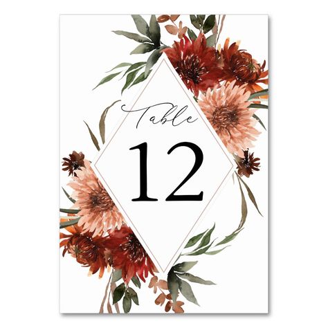 Rust Wedding Party, Orange Invitation, Rustic Table Numbers, Tropical Wedding Decor, Orange Bridesmaid, Table Number Card, Wedding Table Designs, Summer Beach Wedding, Party Tables