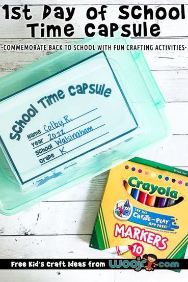 First Day of School Time Capsule Time Capsule Ideas For Kids, Diy Time Capsule, School Time Capsule, Time Management Ideas, Time Capsule Ideas, School Kids Activities, Wake Ideas, Fun Worksheets, Printable Activities For Kids