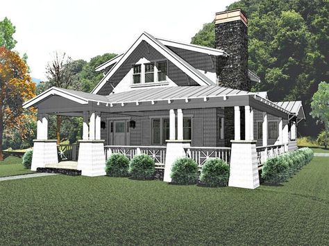 The Stratton - Bungalow House Plan Craftsman Farmhouse Exterior, Bungalow Farmhouse, White Craftsman, Craftsman Bungalow House Plans, Craftsman Style Bungalow, Bungalow Cottage, Exposed Rafters, Craftsman Cottage, Bungalow Style House Plans