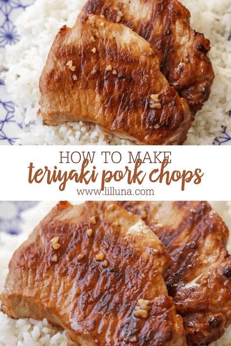 Simply sweet and savory teriyaki pork chops make the perfect dinner recipe and are ready in only 20 minutes!! #teriyakiporkchops #porkchops #porkchoprecipe #sweetandsavory #teriyaki Teriyaki Pork Chops, Teriyaki Pork Tenderloin, Asian Steak Bites, Bbq Pork Recipes, Creamy Pasta Bake, Baked Pork Chops Oven, Teriyaki Pork, Bbq Pork Chops, Teriyaki Sauce Recipe