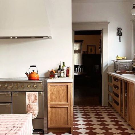 Cement Tile Floor, Zia Tile, Red And White Kitchen, White Cement, Gorgeous Kitchens, Cement Tile, Saturated Color, Wine Cellar, White Kitchen