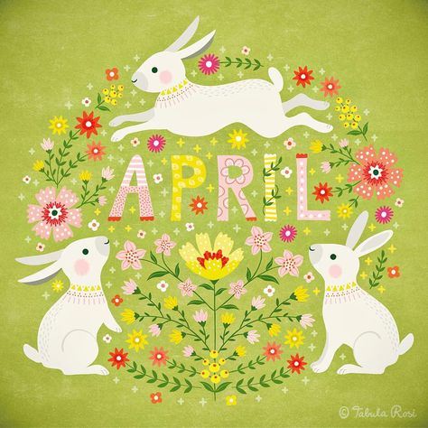 April Illustration, Kalender Design, Hello April, Easter Illustration, Scandinavian Folk Art, Calendar Design, Here Comes, Months In A Year, Cute Illustration