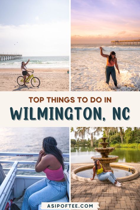 Itching to get away for a beach trip? Wilmington, NC is a quaint waterfront city located off the coast of North Carolina that offers Southern charm with historical buildings, festivals, beautiful beaches, and mouthwatering seafood. Things to do in Wilmington nc | Downtown nc | Airlie Gardens nc | What to do in Wilmington nc North Carolina Vacations, North Carolina Travel, Wilmington North Carolina, Vacation Locations, Wrightsville Beach, Carolina Beach, Wilmington Nc, Free Things To Do, Incredible Places