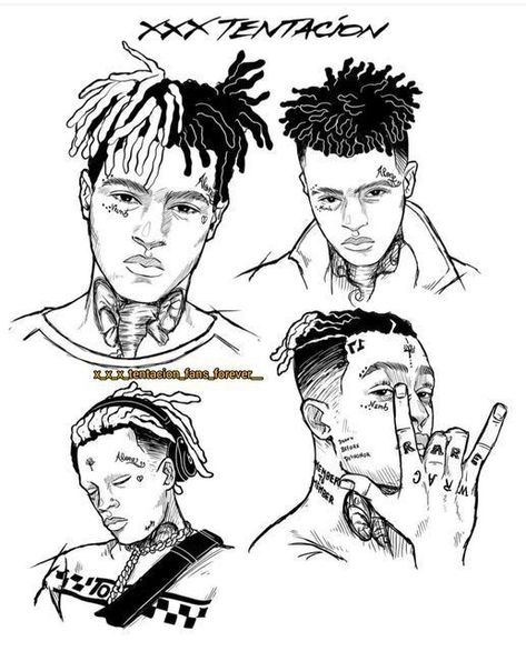 Xxxtentacion Drawing, Doodle Art Style, Rapper And Anime, Anime Rapper, Miles Spiderman, Rapper Art, Portfolio Ideas, Celebrity Drawings, Hip Hop Art