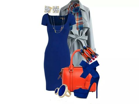 Fashion Orange And Blue Outfits For Women, Orange And Blue Fashion, Stylish Business Outfits, Classic Outfits For Women, Beautiful Dress Designs, Womens Business Casual, Dressy Outfits, Womens Fashion For Work, Classy Women