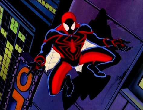 In the classic cartoon "Spider-Man Unlimited," Peter Parker sports a high-tech new suit for a highly-dangerous new enemy: The High Evolutionary. Spidar Man, Spiderman Unlimited, Spiderman Classic, Spider Man Unlimited, Spiderman Suits, Marvel Cartoons, Ultimate Spider Man, Spiderman Cosplay, Marvel Zombies