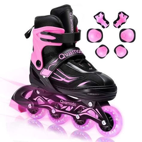 Qvamodo Adjustable Inline Skates for Women Men Girls Boys with Fun Lighting Wheels& Protective Gears, Safe Roller Skates for Beginners Kids Teens Youth Adult Fun Lighting, Custom Skates, Teens Toys, Girls Roller Skates, Kids Roller Skates, New Barbie Dolls, Kids Skates, Roller Skate Shoes, Book Crafts Diy