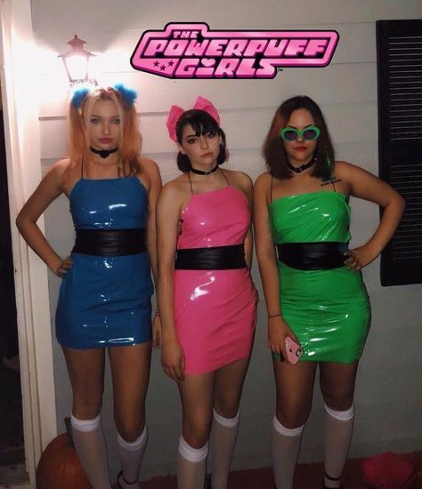 Powerpuff Girls Halloween Costume, Powerpuff Kızları, Diy Group Halloween Costumes, Bratz Halloween Costume, Powerpuff Girls Costume, Best Group Halloween Costumes, Cute Group Halloween Costumes, Bff Halloween Costumes, Trio Halloween Costumes