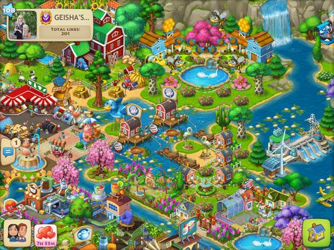 Township Township Game Layout Ideas, Town Ship Design, A History Of Magic, Farm Layout, Hay Day, Chinese Garden, Farm Design, Terraria, Iphone Apps