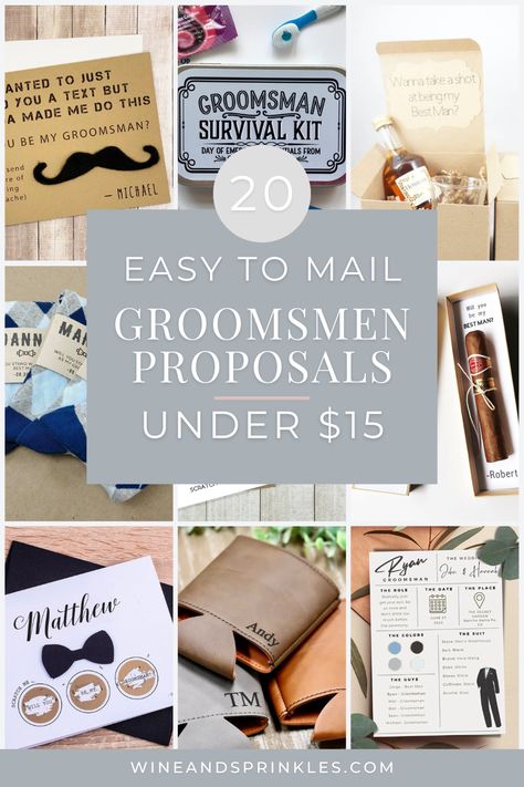 A collection of affordable and easy to mail Groomsmen Proposals for inviting your family and friends to join your Groom’s Bridal Party and help celebrate your wedding day, all priced under $15 Non Alcoholic Groomsmen Proposal, Easy Groomsmen Proposal, Male Bridesmaid Proposal, Ask Groomsmen To Be In Wedding, Groomsmen Asking Ideas, Simple Groomsmen Proposal, How To Ask Groomsmen To Be In Wedding, Asking Groomsmen To Be In Wedding, Diy Groomsmen Proposal