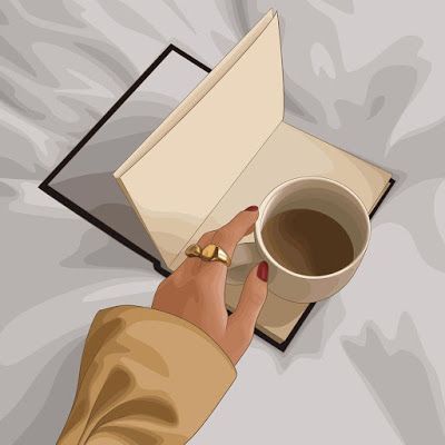 Open Book Drawing, Library Aesthetic, Coffee Illustration, Instagram Inspiration Posts, Girly Art Illustrations, Diy Journal, Flower Phone Wallpaper, A Cup Of Coffee, Coffee And Books