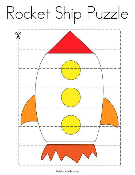 Rocket Ship Puzzle Coloring Page - Twisty Noodle Space Puzzle Printable, Preschool Rocket, Free Toddler Printables, Printable Rocket Ship, Outer Space Preschool, Art Studio Kids, Rocket Ship Craft, Rocket Math, Blue Classroom