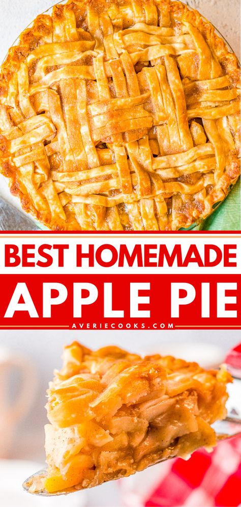 The BEST Apple Pie (From Scratch!) - Averie Cooks Home Made Apple Pie Recipe, Apple Crisp For One, Microwave Apple Crisp, Best Homemade Apple Pie, Apple Crumble Pie Recipe, Microwave Apple, Apple Crumble Cheesecake, Best Apple Pie Recipe, Caramel Apple Crumble