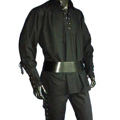 Camiseta pirata acordonada - Disfraz medieval Hombre - XL Pirate Larp, Medieval Pirate, Lace Long Sleeve Shirt, Medieval Clothes, Pirate Outfit, Mens Cotton Shorts, Style Steampunk, Pirate Shirts, Century Clothing