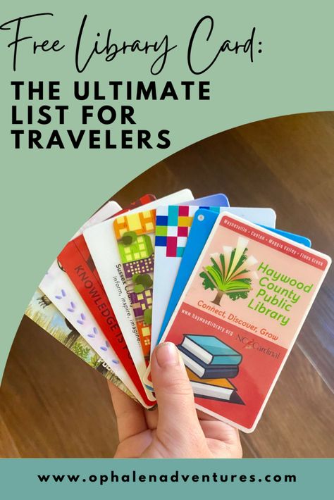 Did you know most places will allow you to receive a library card as you travel? I researched 200+ non-resident library card policies in all 50 states to share with you on the blog today. Library Card Holder, Library Cards, Time Travelers, Public Libraries, Bus Pass, Story People, Free Cards, Feeling Frustrated, Free Ecards