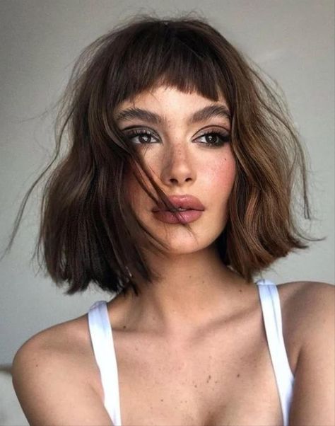 38 Flattering bob haircuts for fine hair to try in 2023 - Hi Fashion Girl Shoulder Length Hair Bangs Straight, Haircuts Autumn 2023, Interesting Bob Haircuts, Long Bob With Bangs 2023, Short Hair With Bangs 2023, Short Hair 2023 Trends Women Round Face, Bob With Bangs Wedding Hairstyles, Short Haircut Women 2023, Bob Hair 2023