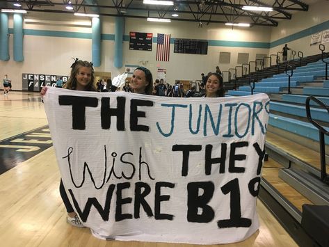 Pep rally Class Posters Pep Rally 2024, Funny Pep Rally Posters, Rally Posters High Schools, Junior Posters Pep Rally, Group B Rally Aesthetic, Pep Rally, Signs, Novelty Sign