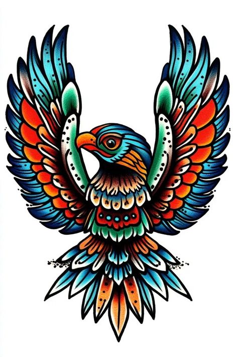 Tattoo idea: tattoo sketch A phoenix with wings transitioning into 1 American Traditional Wings, Neo Traditional Phoenix Tattoo, Wings Traditional Tattoo, Traditional Phoenix Tattoo, Phoenix Feather Tattoos, Tatoo Styles, Symmetrical Tattoo, Tarot Card Tattoo, Phoenix Feather