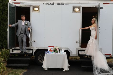 Luxury Portable Restrooms, Trailer Wedding, Portable Restrooms, Summer Luxury, Royal Flush, Best Friend Wedding, Entertaining Essentials, Wedding Spring, Outdoor Weddings