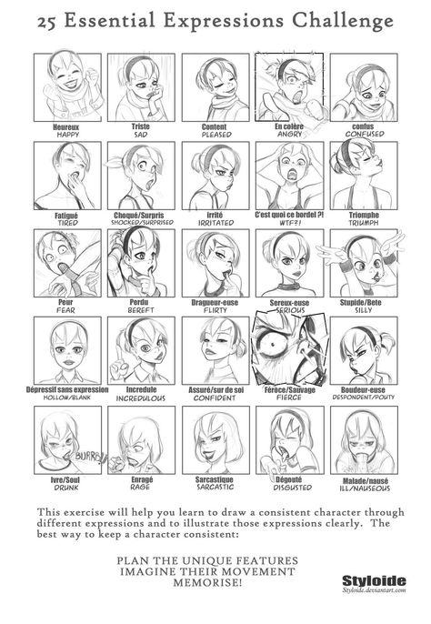 ... Essential Expressions Challenge, 25 Essential Expressions, Expressions Challenge, Super Drawing, Expression Challenge, Character Expressions, Character Design Tips, Facial Expressions Drawing, Expression Sheet