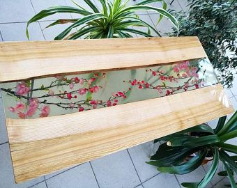 Cherry Blossom Countertop, Coffee Table Cheap, Flower Coffee Table, Countertop Diy, Cherry Blossom Images, Table With Flowers, Coffee Table Flowers, Diy Resin Table, Resin Coffee Table