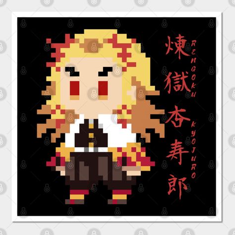 Rengoku Kyojuro pixel art with Kanji (8 Bits) -- Choose from our vast selection of art prints and posters to match with your desired size to make the perfect print or poster. Pick your favorite: Movies, TV Shows, Art, and so much more! Available in mini, small, medium, large, and extra-large depending on the design. For men, women, and children. Perfect for decoration. Pixel Art Wall, Pixel Art Minecraft, Accessories Idea, Ironing Beads, Rengoku Kyojuro, Anime Decor, Minecraft Pixel Art, 8 Bits, Terraria