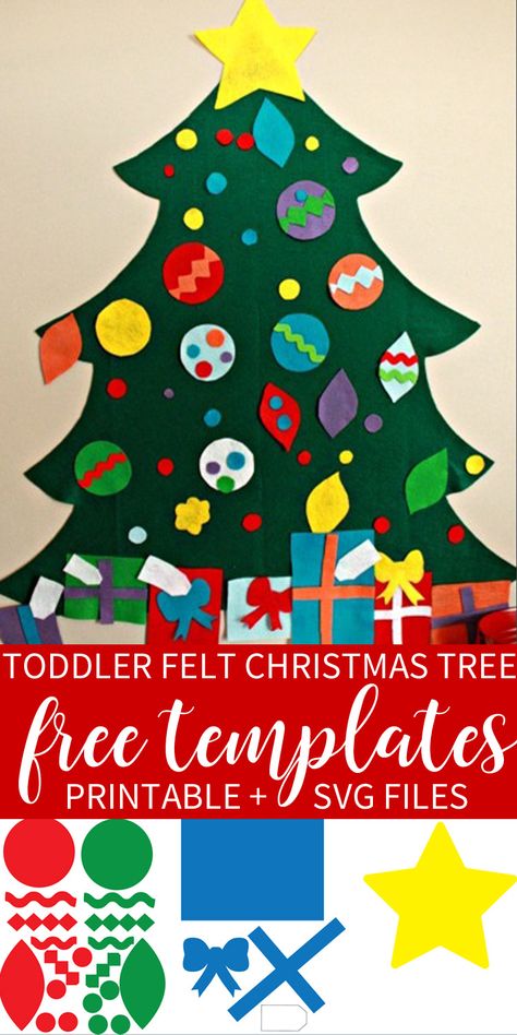 Felt Christmas Tree Patterns & Cut Files - That's What {Che} Said... Felt Tree Pattern, Felt Christmas Tree Pattern, Diy Felt Christmas Tree, Crafted Gifts, Christmas Tree Template, Felt Tree, Christmas Tree Decorations Diy, Real Christmas Tree, Tree Tree